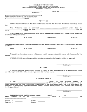 Petition for Dropping and Substitution of Service