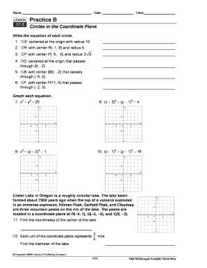 practice b circles in the coordinate plane