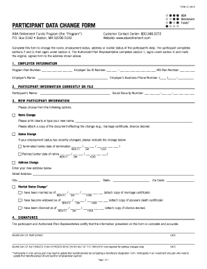 ABA Retirement Funds Participant Data Change Form