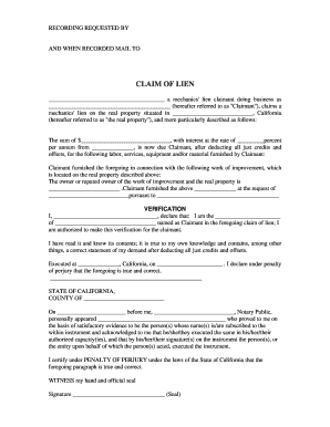 California Mechanics Lien Claim Form