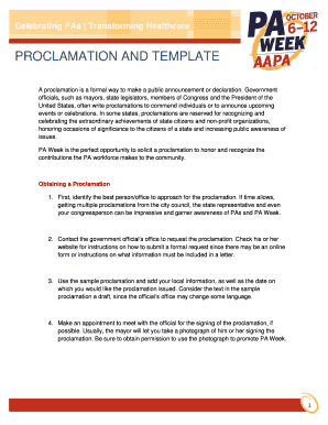 PA Week Proclamation Template