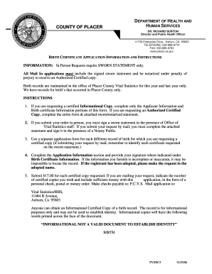 California Birth Certificate Application