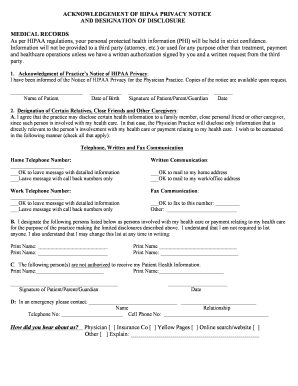 HIPAA Privacy Notice Acknowledgment Form