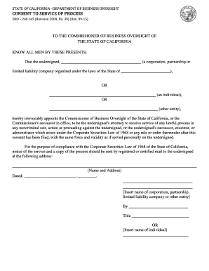 California Consent to Service of Process