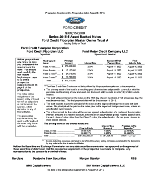 Fillable Online 392157000 Series 2015 5 Asset Ford Motor Company