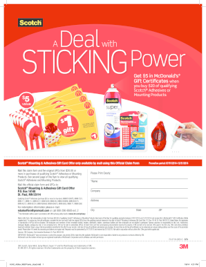 Scotch Adhesives Gift Card Offer Claim Form