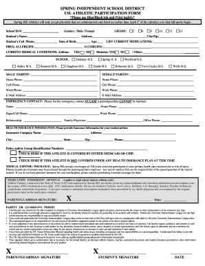 UIL Athletic Participation Form