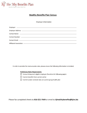 Health Benefits Plan Census Form