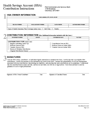 Health Savings Account Contribution Form