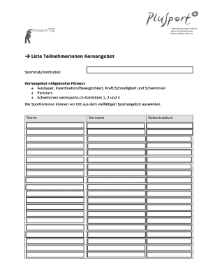 Liste TeilnehmerInnen Kernangebot