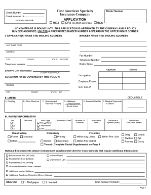 Homeowners Insurance Application