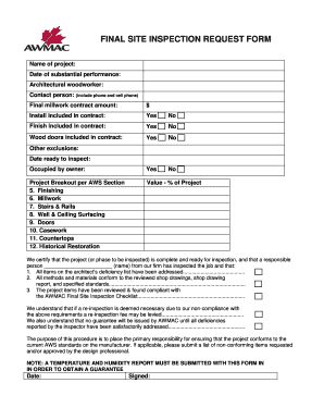 Final Site Inspection Request Form