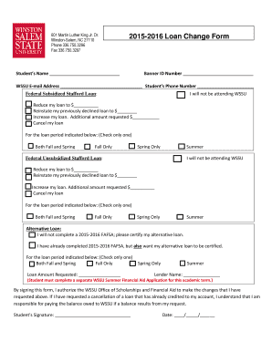 2015-2016 Loan Change Form