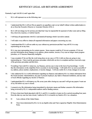 Kentucky Legal Aid Retainer Agreement