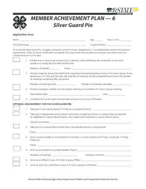 4-H Silver Guard Pin Application Form