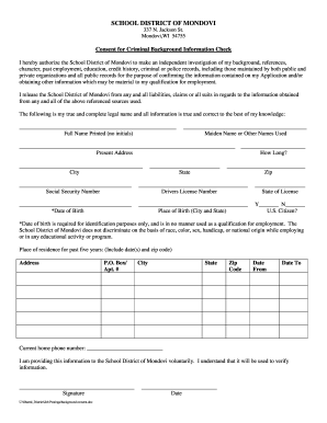 Consent for Criminal Background Check