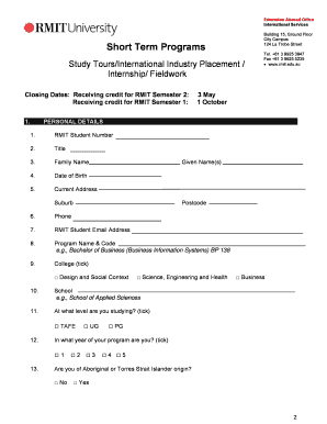 RMIT Travel Grant Application Form