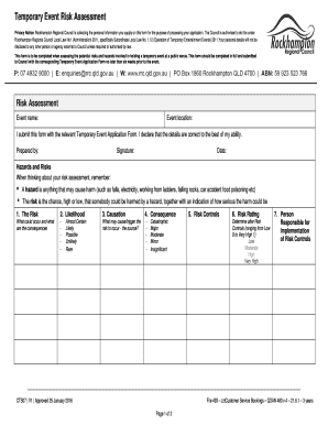 Temporary Event Risk Assessment Form