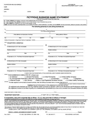 California Fictitious Business Name Statement