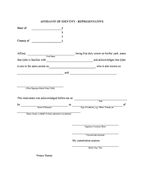 Affidavit of Identity - Representative