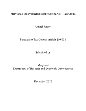 Maryland Film Production Employment Act Tax Credit