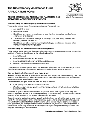 Discretionary Assistance Fund Application Form