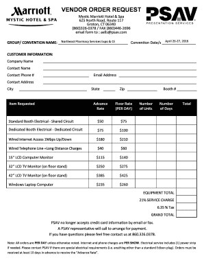 Vendor Order Request Form