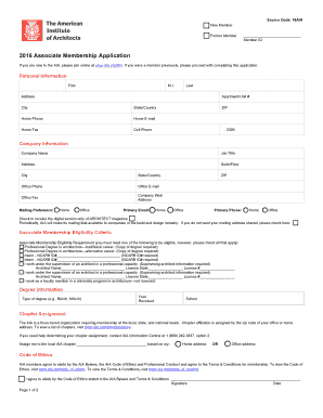2016 AIA Associate Membership Application