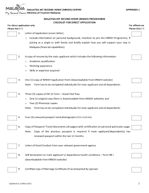 Malaysia My Second Home Program Application Checklist