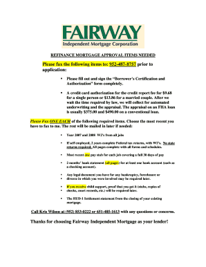 Refinance Mortgage Approval Items Needed