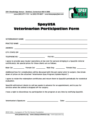 Veterinarian Participation Form