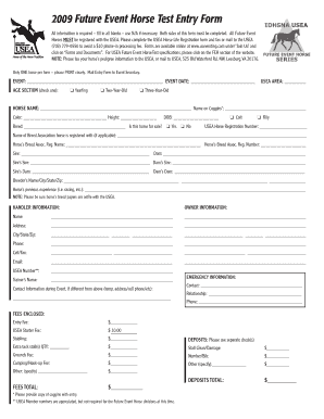 2009 Future Event Horse Test Entry Form