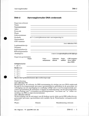 Aanvraagformulier DNA-onderzoek