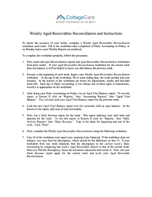 Weekly Aged Receivables Reconciliation Form