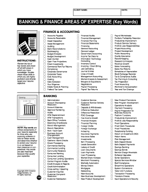 Banking and Finance Skills Checklist