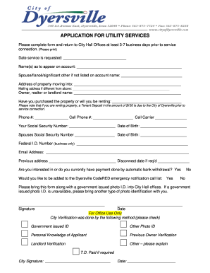 Utility Service Application Form