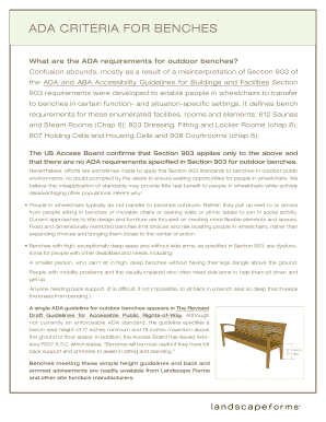 Fillable Online Ada Criteria For Benches Landscape Forms
