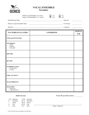 Vocal Ensemble Evaluation Form