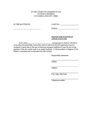 Motion for Waiver of Application Fee