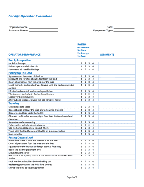 Forklift Operator Evaluation Form