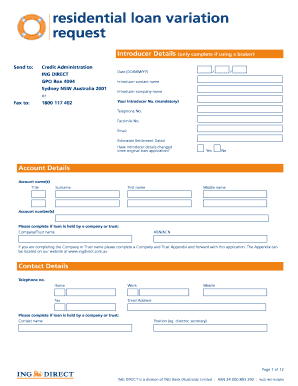 Residential Loan Variation Request