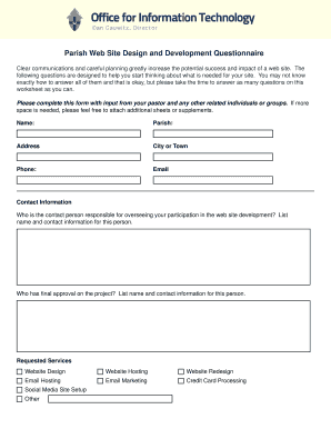 Parish Web Site Design and Development Questionnaire - dio