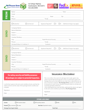 The Package Store Parcel Shipping Order