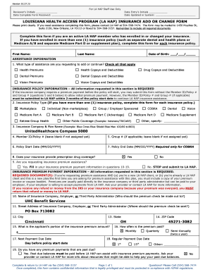 Louisiana Health Access Program Insurance Add or Change Form