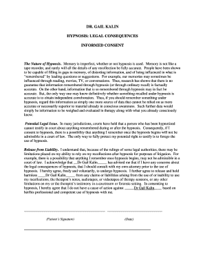 Hypnosis Informed Consent Form