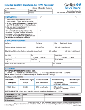 CareFirst BlueChoice HIPAA Application