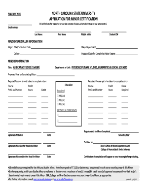 (To be filled out after registering for your last semester of classes, prior to the first day of your last semester - ids chass ncsu