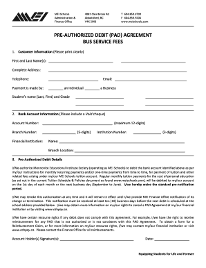 MEI Schools Pre-Authorized Debit Agreement