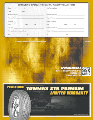 Power King Towmax Warranty Claim Form