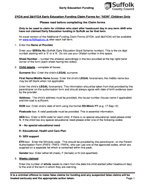 Early Education Funding Claim Form